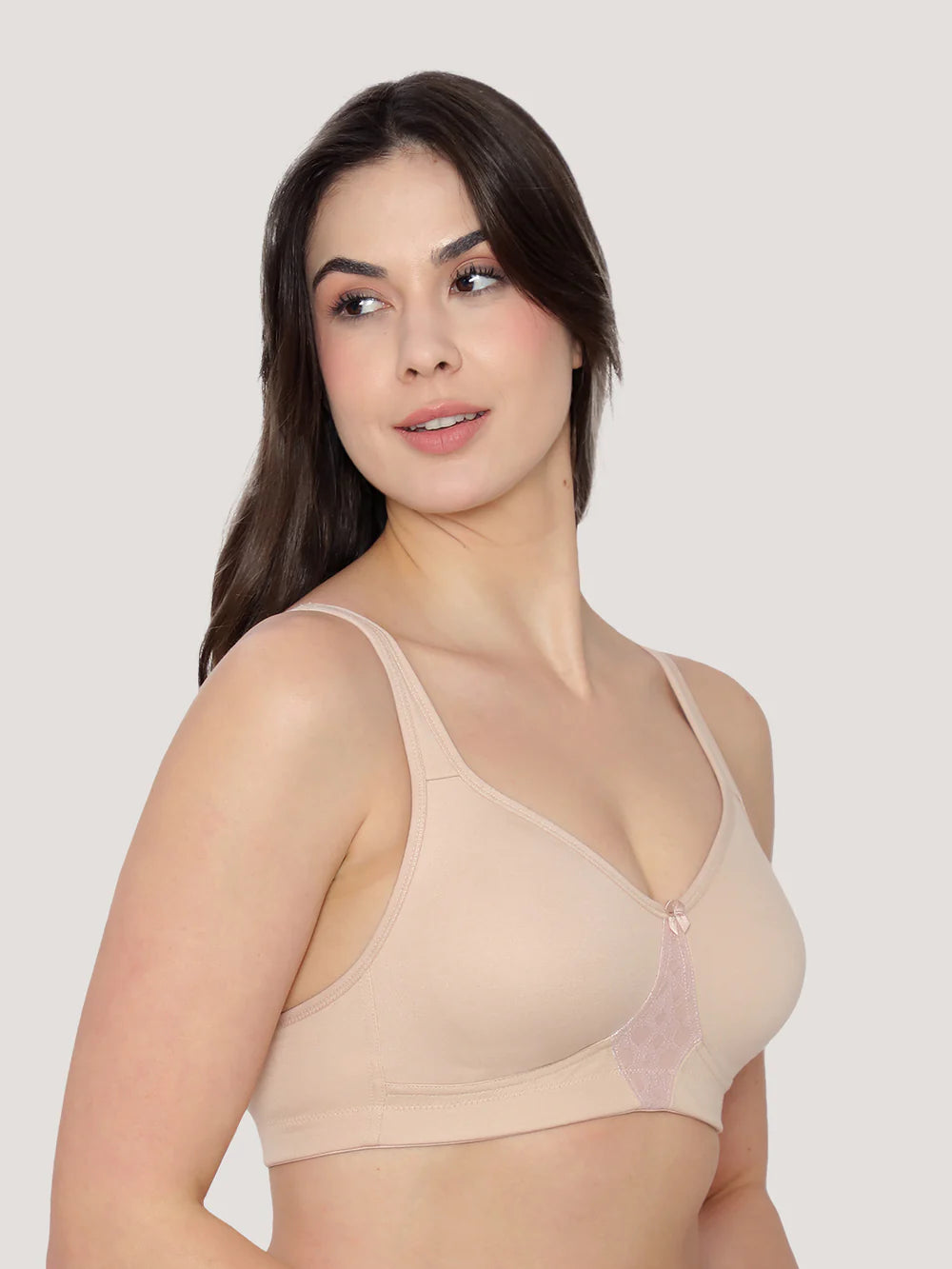 K LINGERIE Chase Double Layered Cups Center Lace Full Coverage Seamless Bra