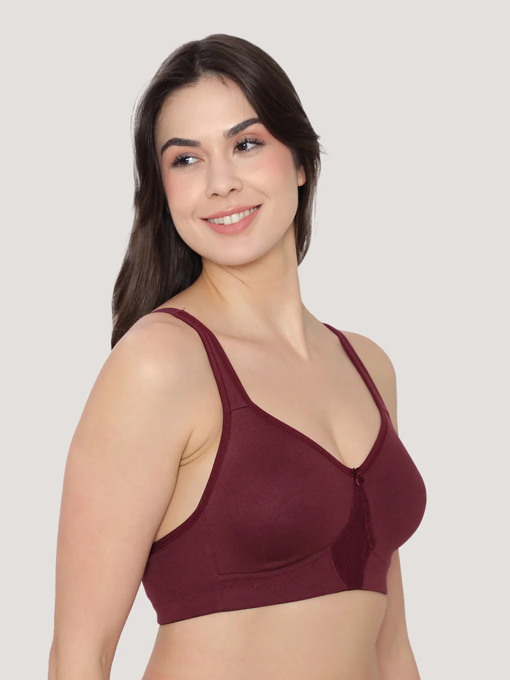 K LINGERIE Chase Double Layered Cups Center Lace Full Coverage Seamless Bra
