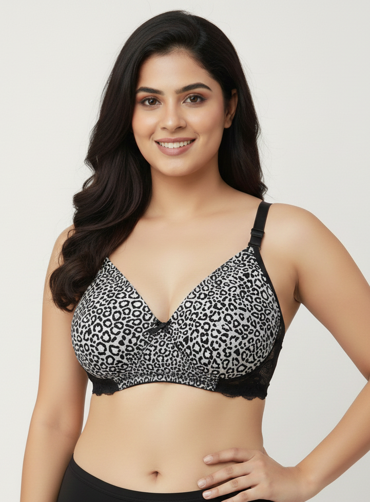 Padded Non-Wired Full Coverage Animal Print Multiway T-shirt Bra