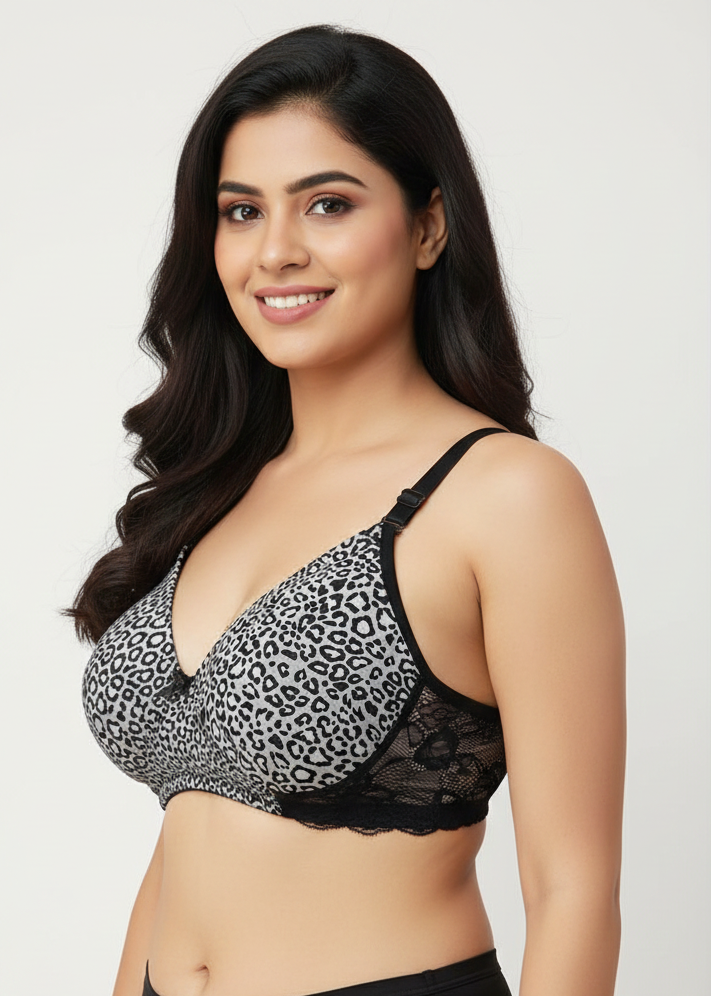 Padded Non-Wired Full Coverage Animal Print Multiway T-shirt Bra